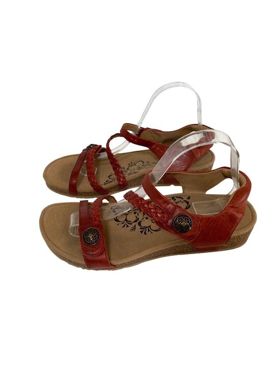 Aetrex Shoes - Aetrex Womens Size 10 Jillian SC368W Strappy Sandals Shoes Red Leather 1.5 in we